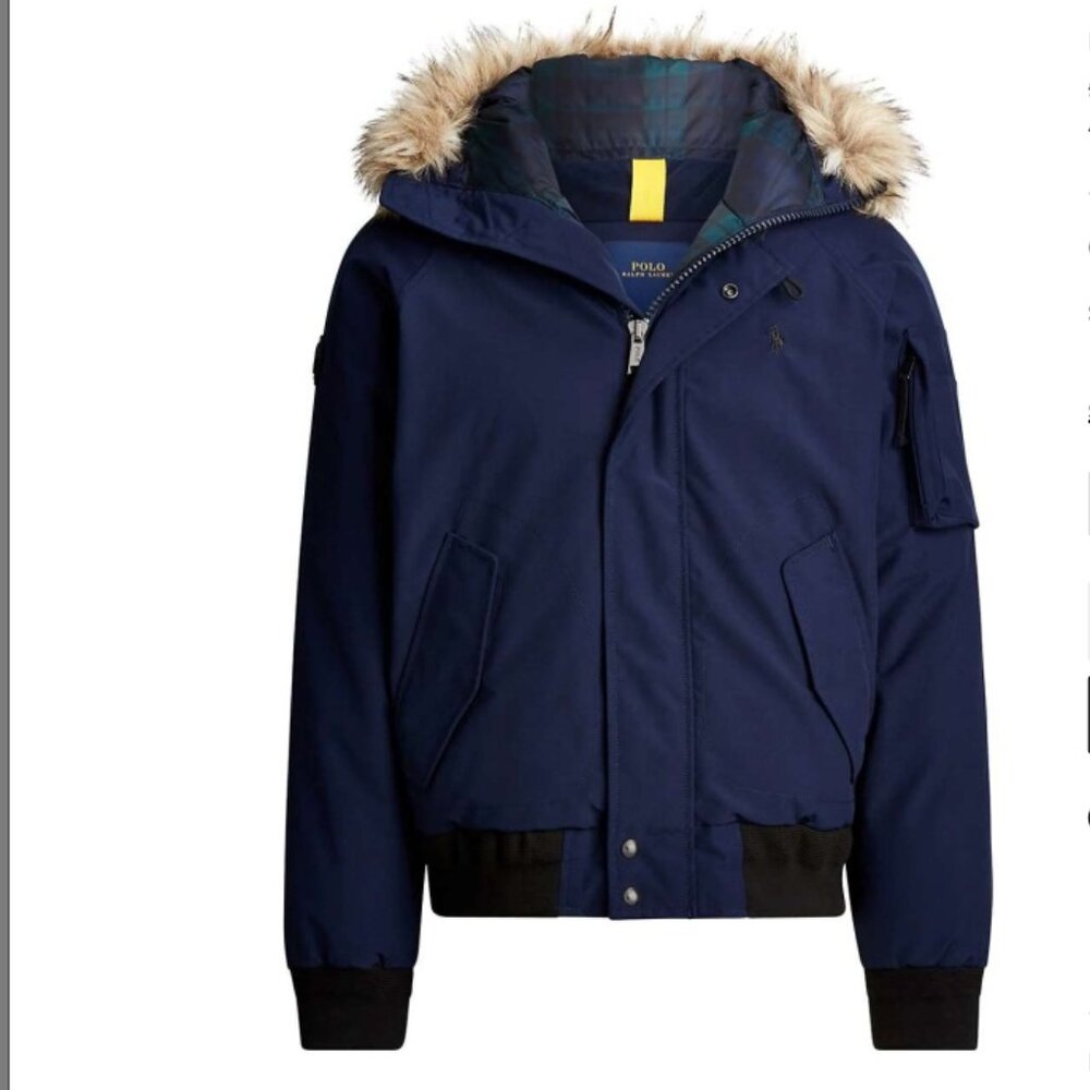 Polo Ralph Lauren Down Bomber Jacket with Faux Fur Collar